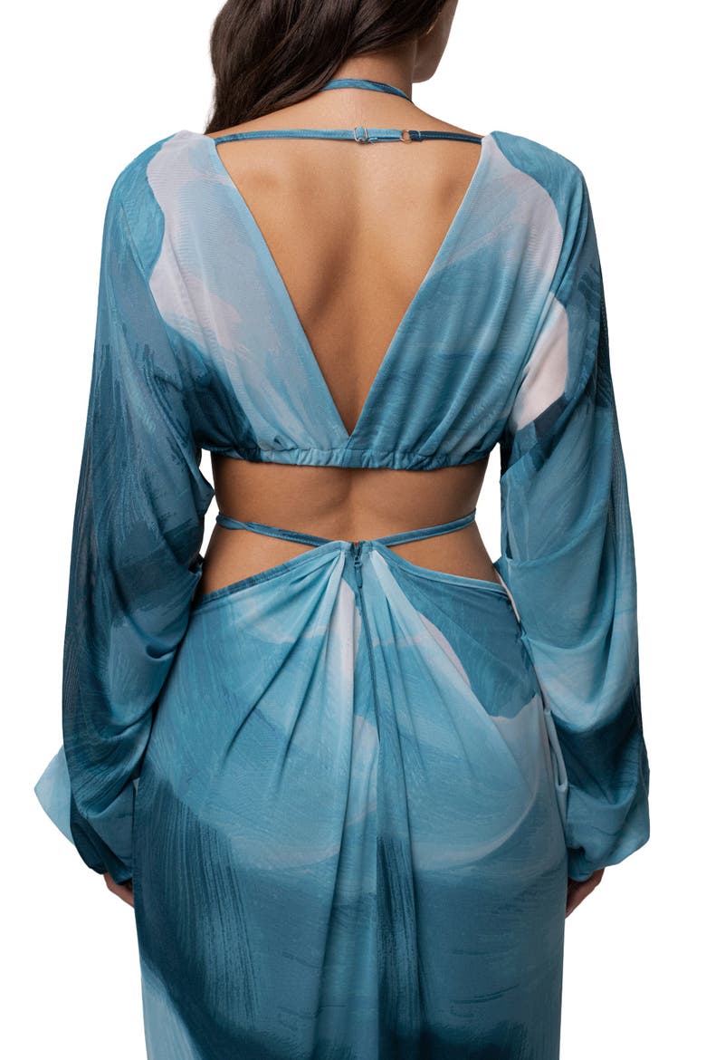 Selene Draped Top, Alternate, color, Sunset Blue