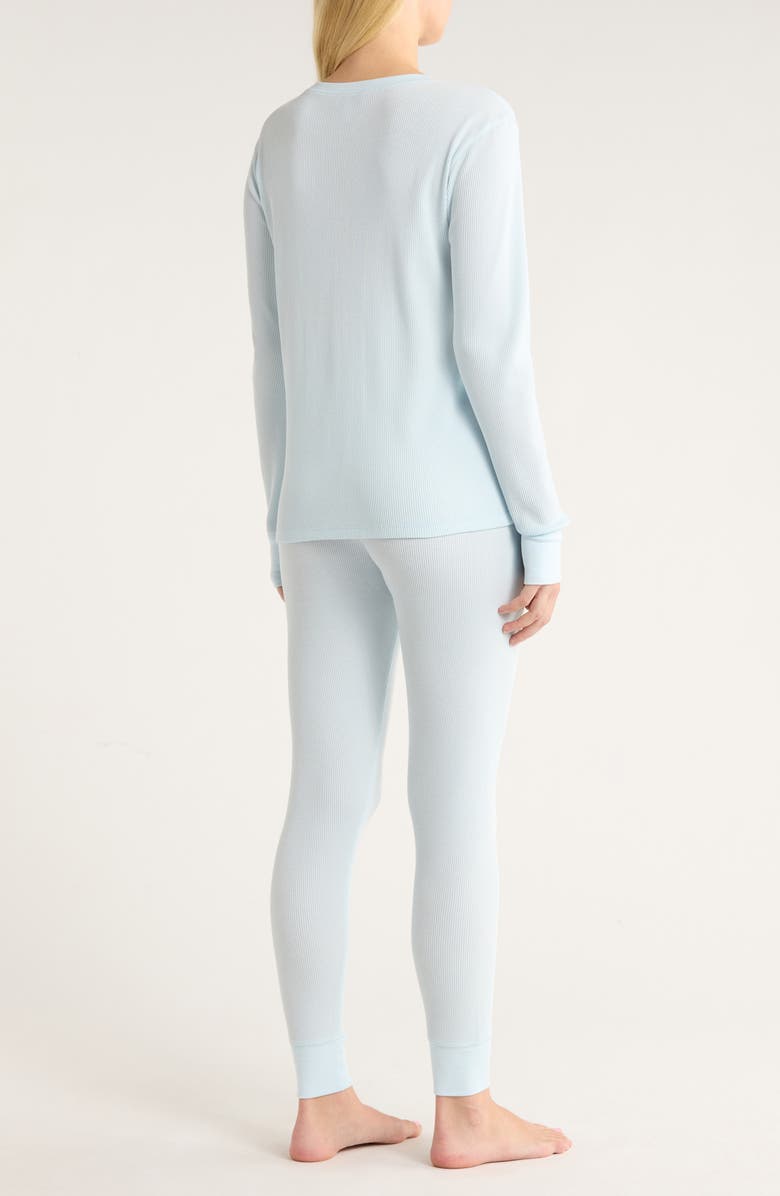 Nordstrom Cotton Blend Waffle Thermal Pajamas, Alternate, color, Blue Delicate