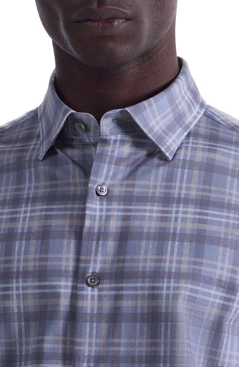 Bugatchi Jules OoohCotton<sup>®</sup> Plaid Button-Up Shirt, Alternate, color, Cement