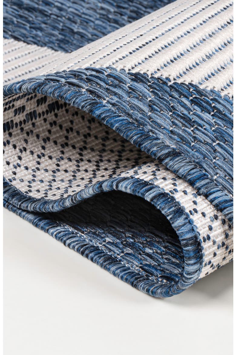 Odette Modern Geometric Abstract Two-Tone Indoor/Outdoor Area Rug, Alternate, color, Navy/Cream