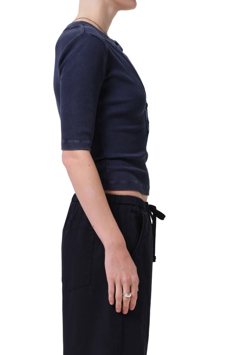 Citizens of Humanity Nali Mineral Wash Elbow Sleeve Henley, Alternate, color, Mineral Navy