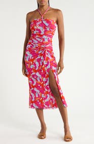 Diane von Furstenberg Aria Halter Mesh Midi Dress