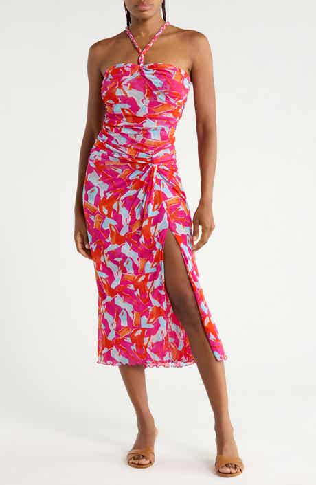 Aria Halter Mesh Midi Dress