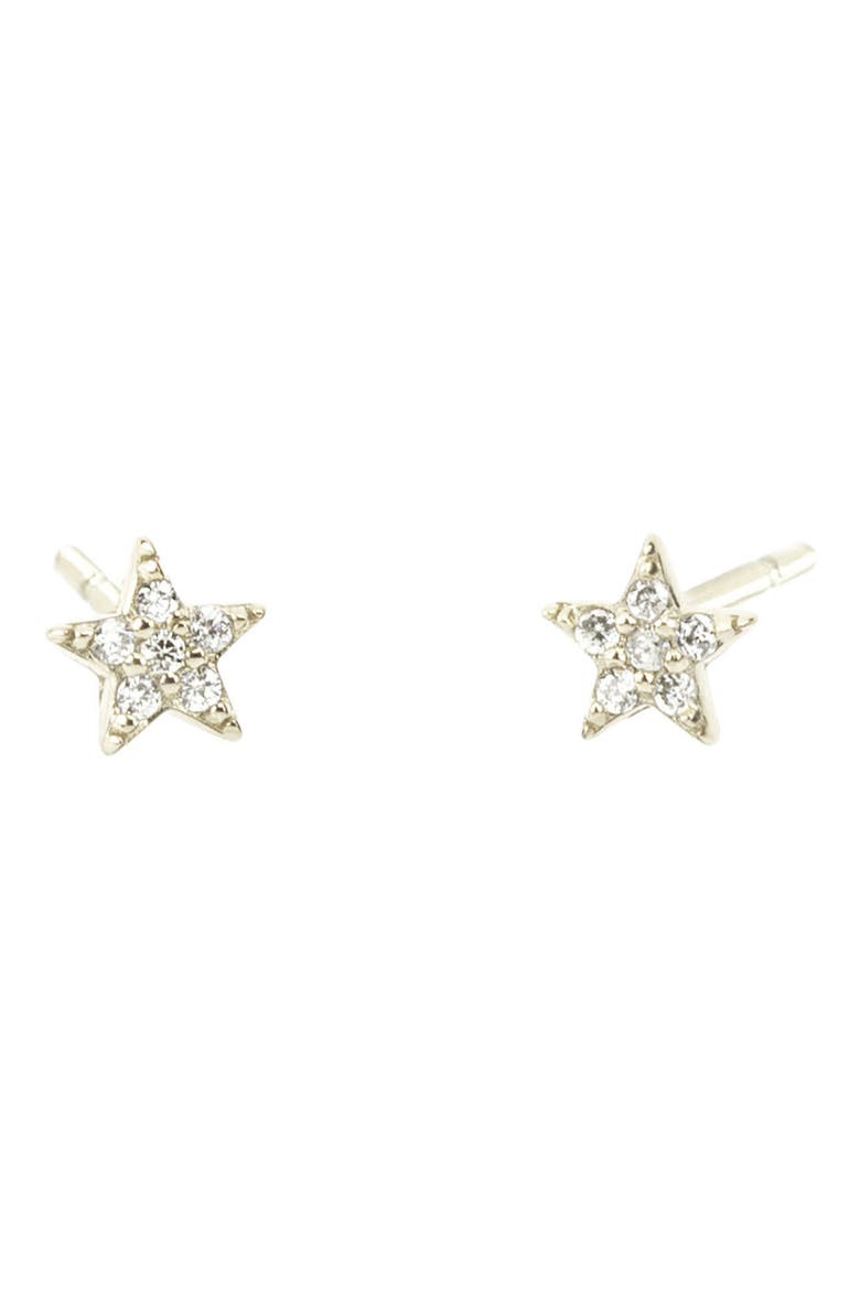 Pavé Star Stud Earrings, Main, color, SILVER
