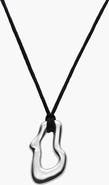 Oak & Luna Dome Wavy Pendant with Black Cord