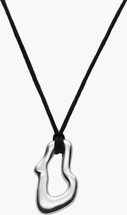 Oak & Luna Dome Wavy Pendant with Black Cord