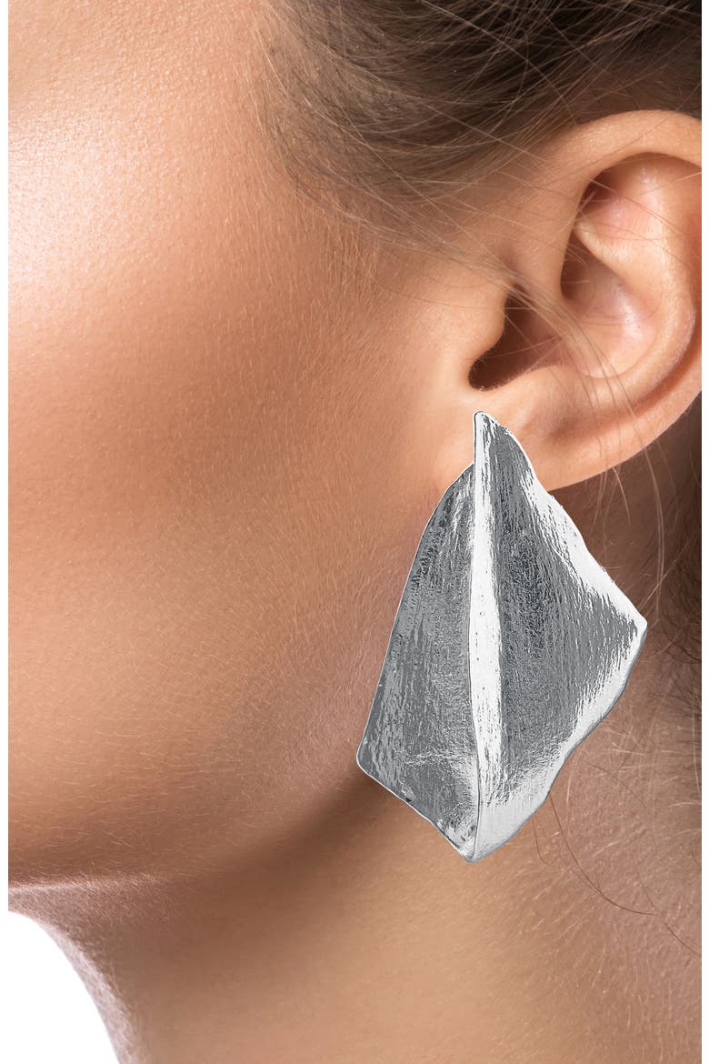 Oversized Organic Statement Earrings, Alternate, color, SILVER