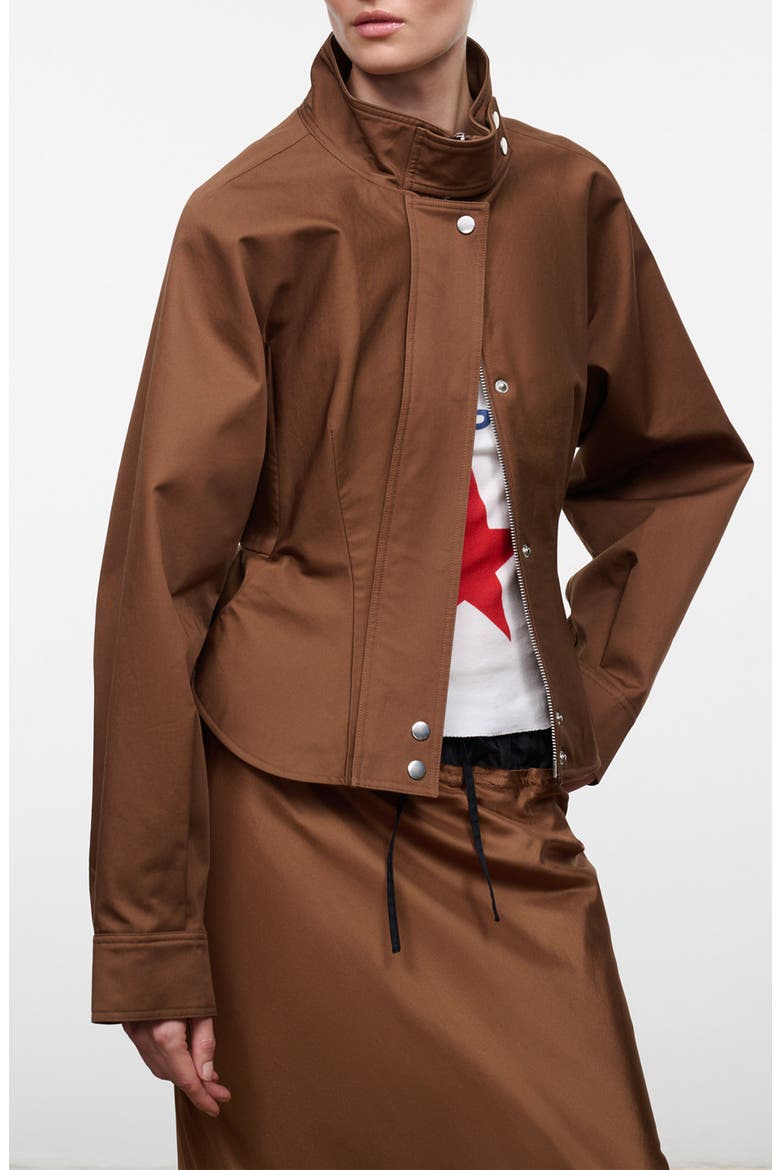 Archie Cotton Utility Leather Trim Jacket, Alternate, color, CIGAR