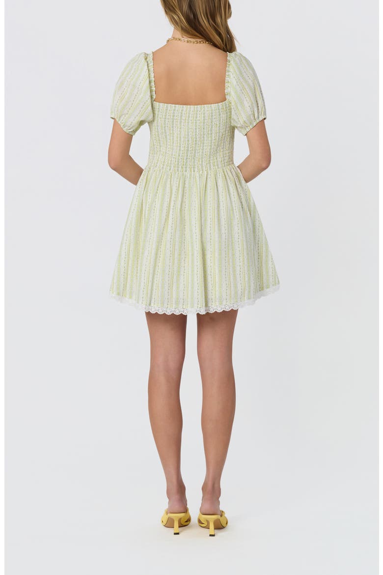 Ilianna Floral Border Print Minidress, Alternate, color, IVORY VINTAGE STRIPE