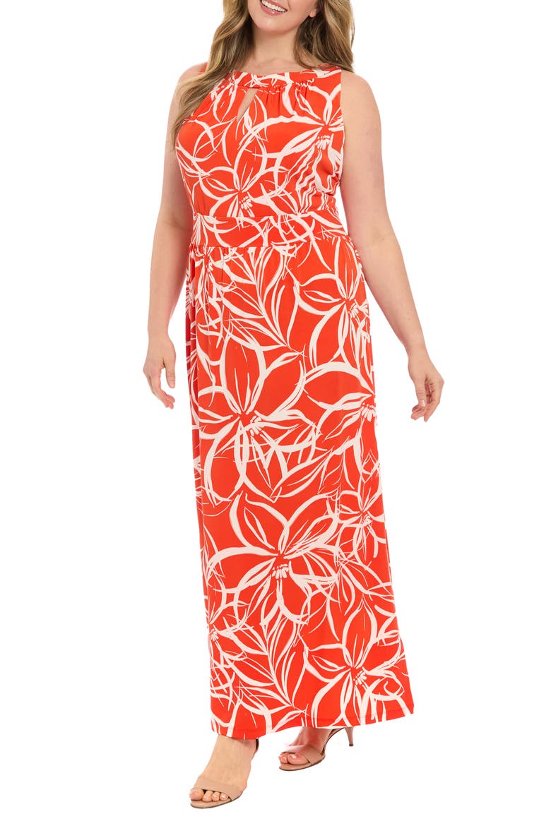 Jersey Maxi Dress, Main, color, RED WHITE