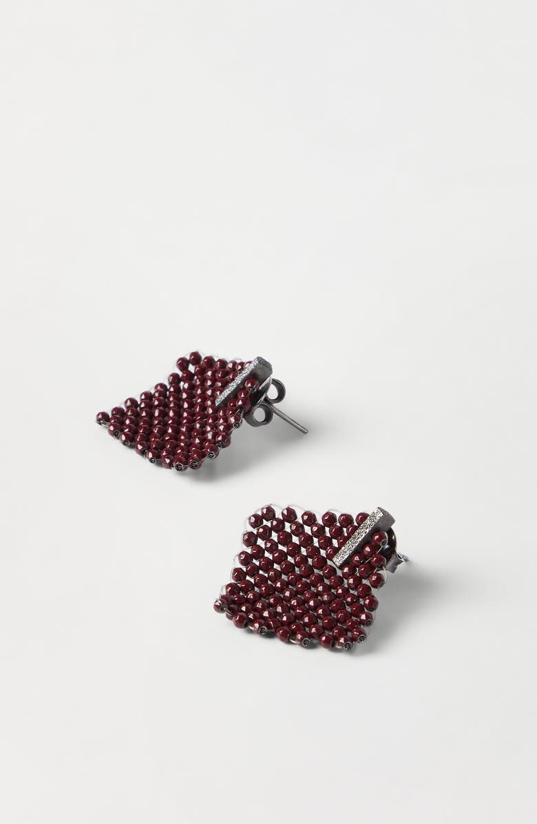 Brunello Cucinelli Hematite and Sterling Silver earrings, Alternate, color, Red