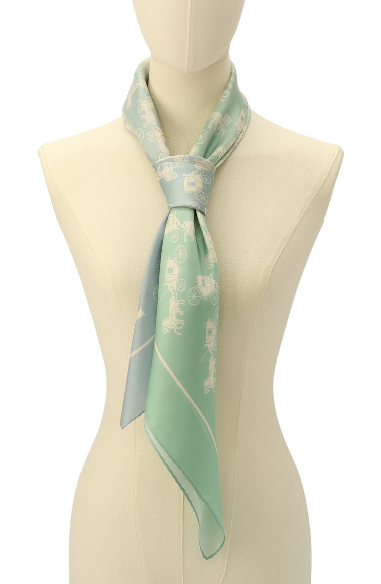 COACH Horse & Carriage Ombré Silk Square Scarf, Alternate, color, Teal Multicolor