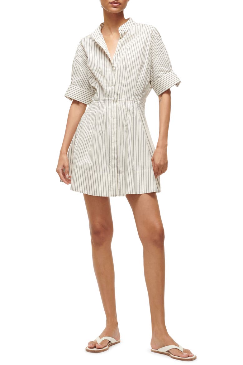 Lorenza Stripe Stretch Cotton Mini Shirtdress, Main, color, IVORY MICRO STRIPE