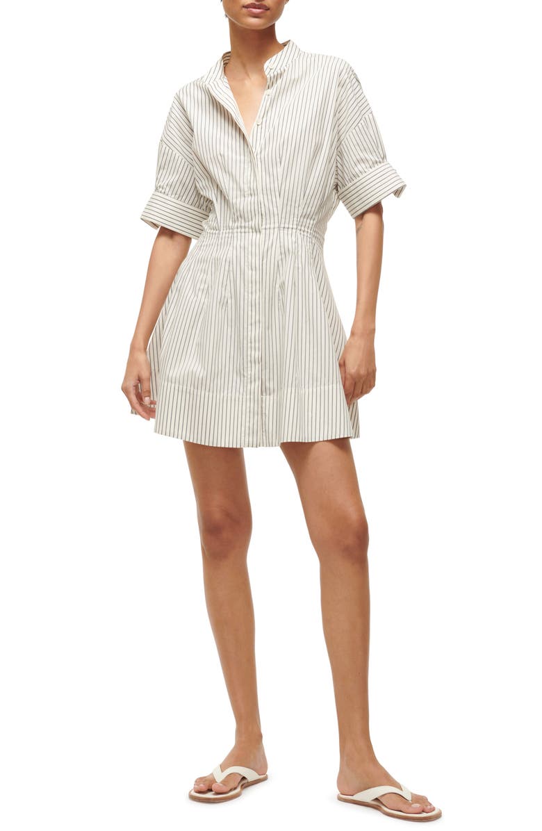 STAUD Lorenza Stripe Stretch Cotton Mini Shirtdress, Main, color, 