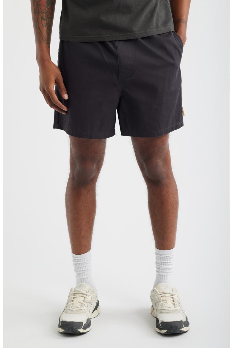 Leisure Cotton Twill Shorts, Main, color, BLACK