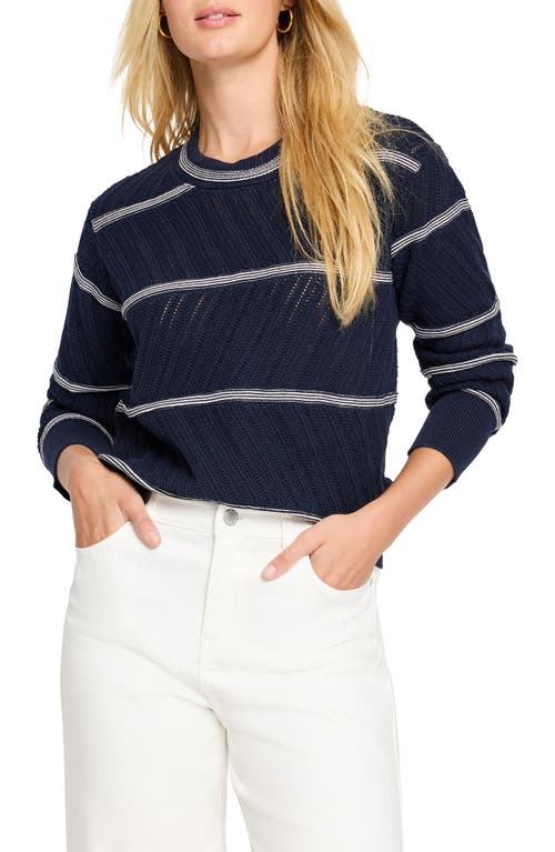 Nic + Zoe Nic+zoe Stripe Pointelle Stitch Sweater In Indigo Multi