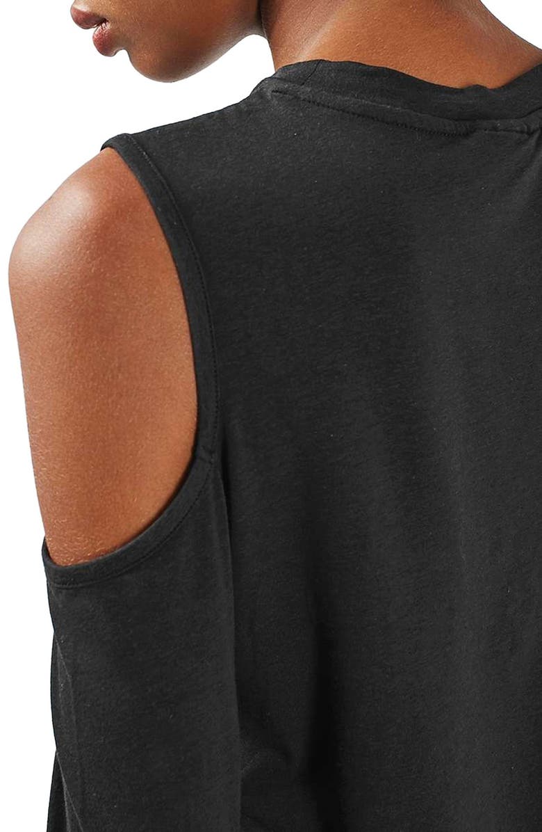 Topshop Cold Shoulder Tee, Alternate, color,