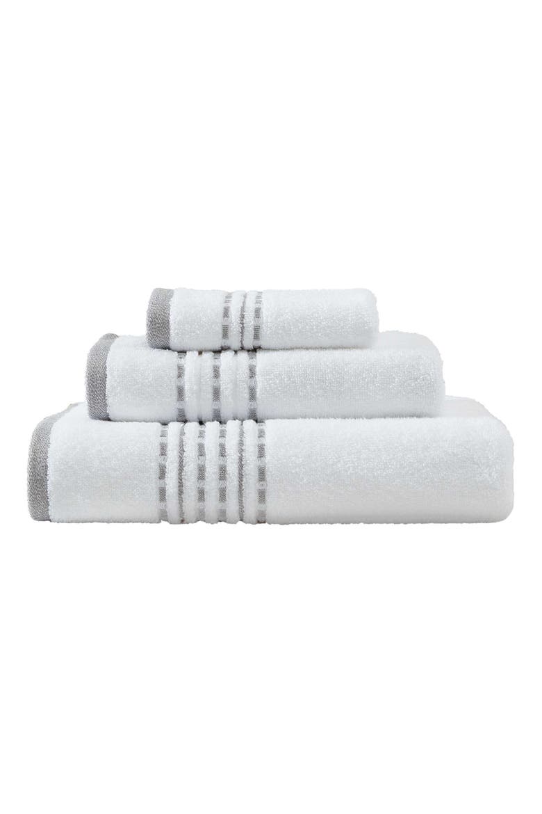 Cliff Side 3-Piece Towel Set, Main, color, WHITE/ GREY
