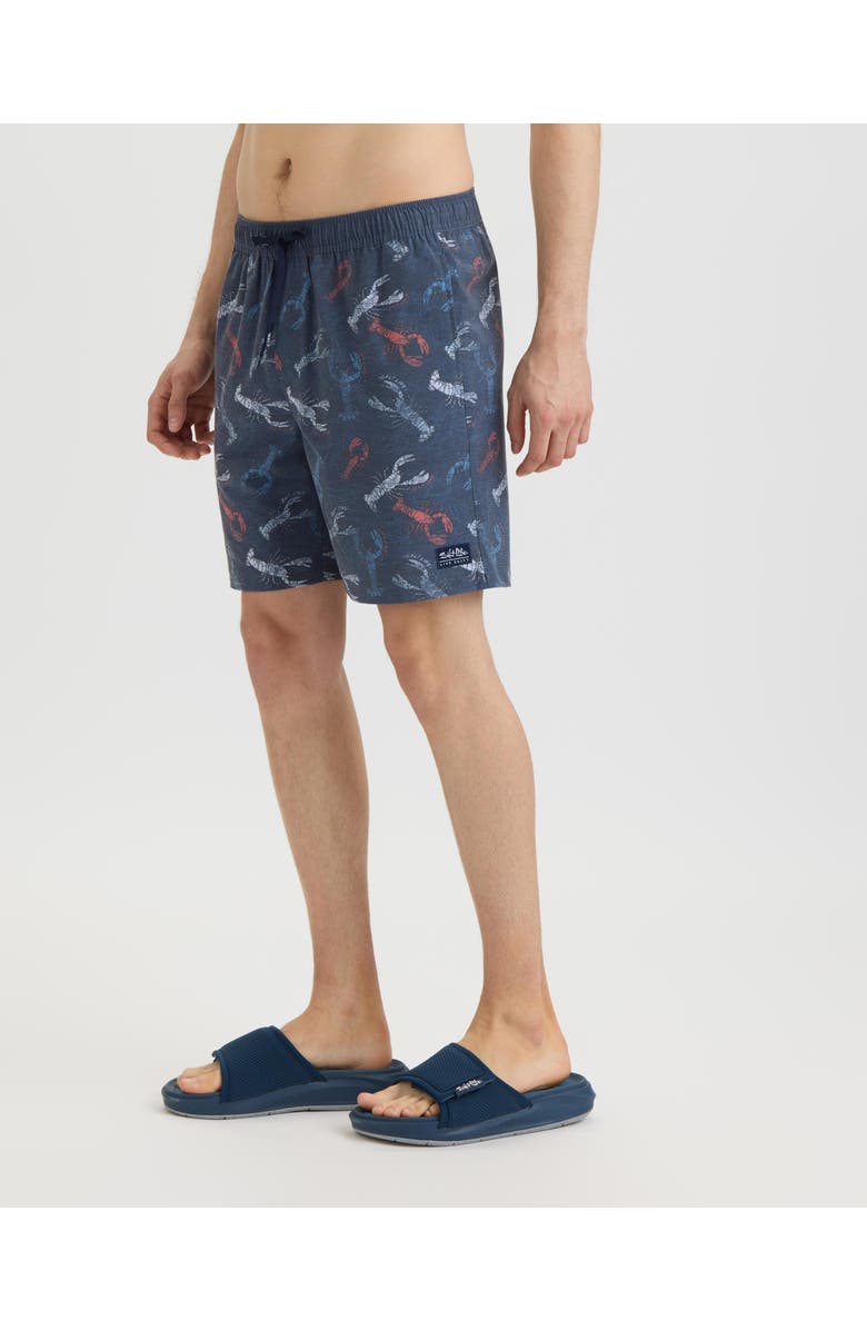 Salt Life Harbor Claws Printed Volley Boardshorts, Alternate, color, New Navy