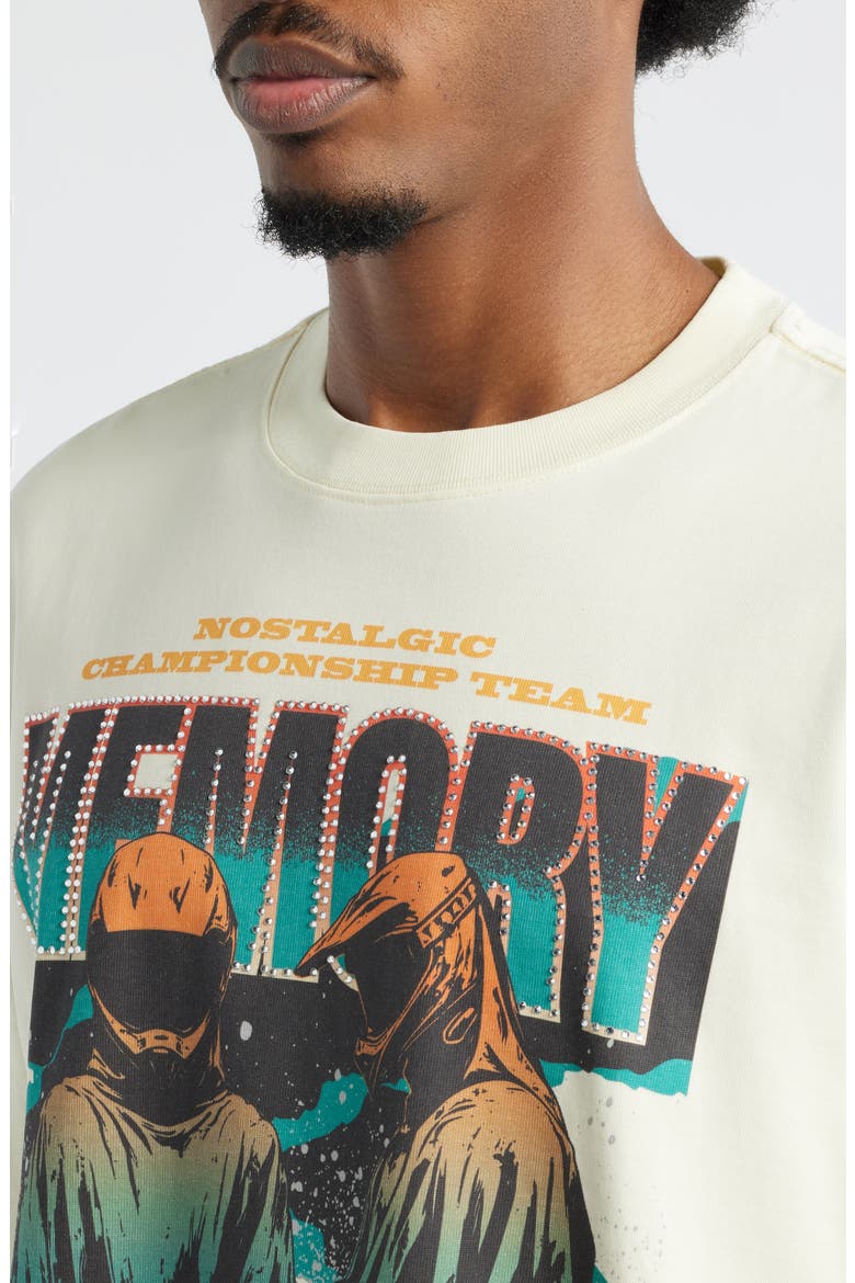 Oversize Crystal Embellished Nostalgic Champs Crop Graphic T-Shirt, Alternate, color, OFF WHITE
