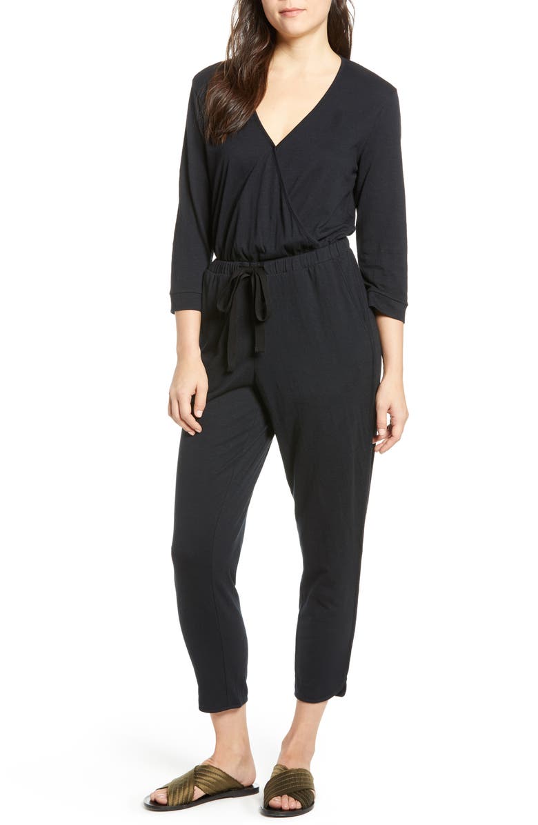 Caslon<sup>®</sup> Surplice Crop Jumpsuit, Main, color, 