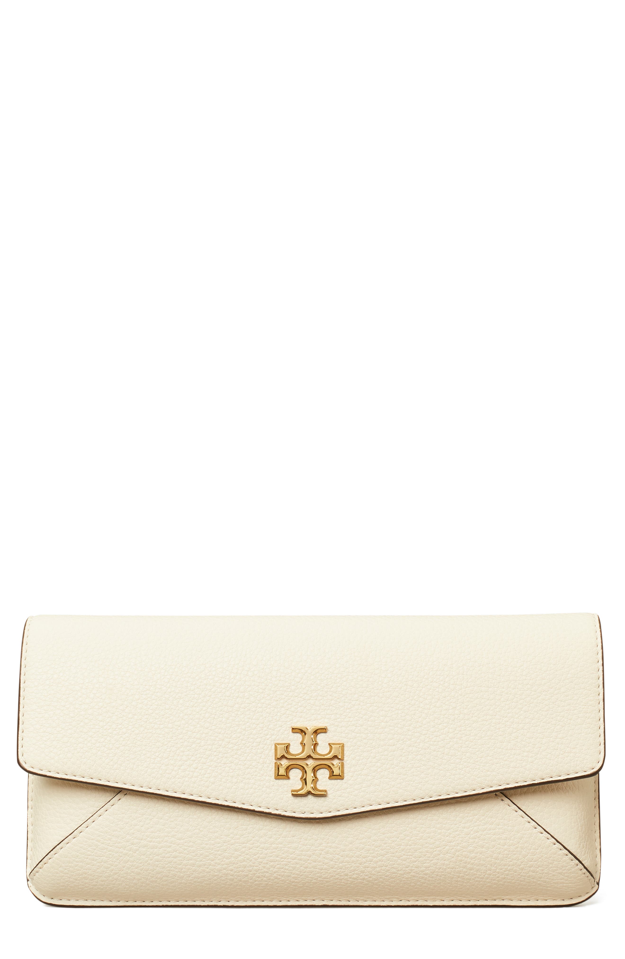 Kira Leather Clutch, Main, color, NEW IVORY