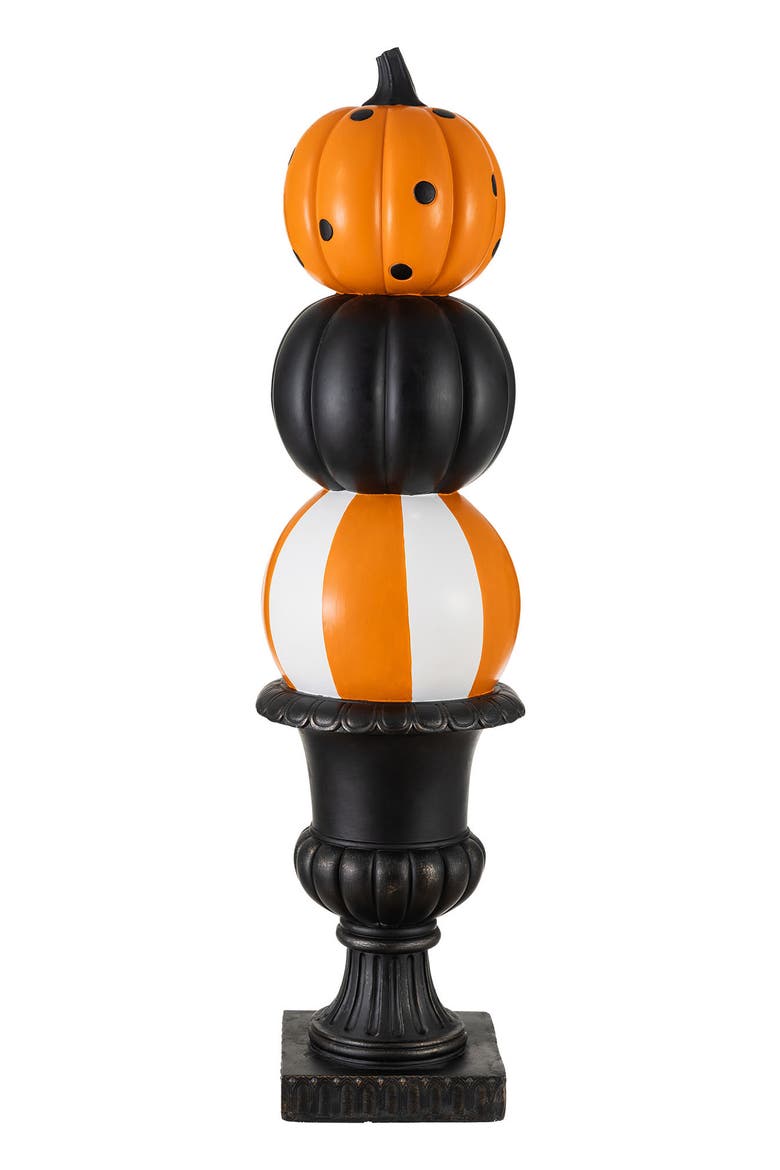27"H Halloween MGO Stacked Pumpkin with Black Urn Porch Decor, Alternate, color, Black