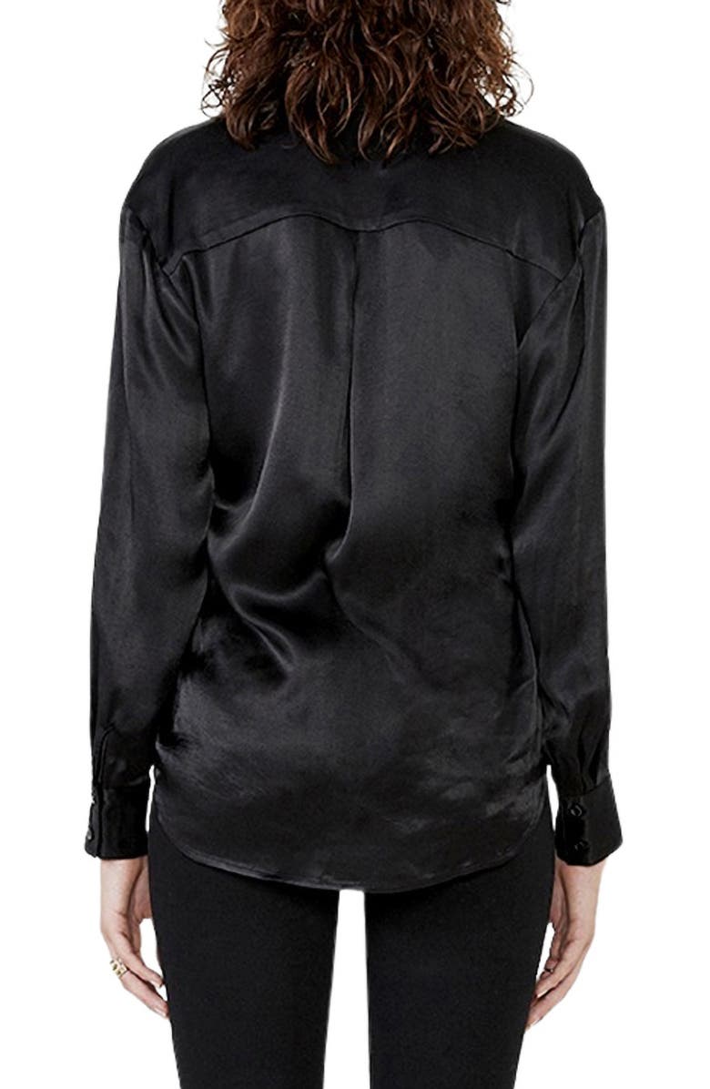 Bardot Satin Crepe Button-Up Shirt, Alternate, color, 