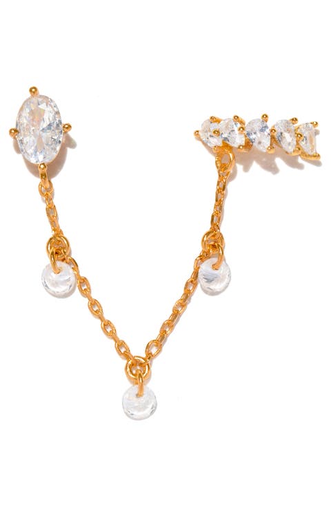 Dew You Chain Stud Ear Cuff