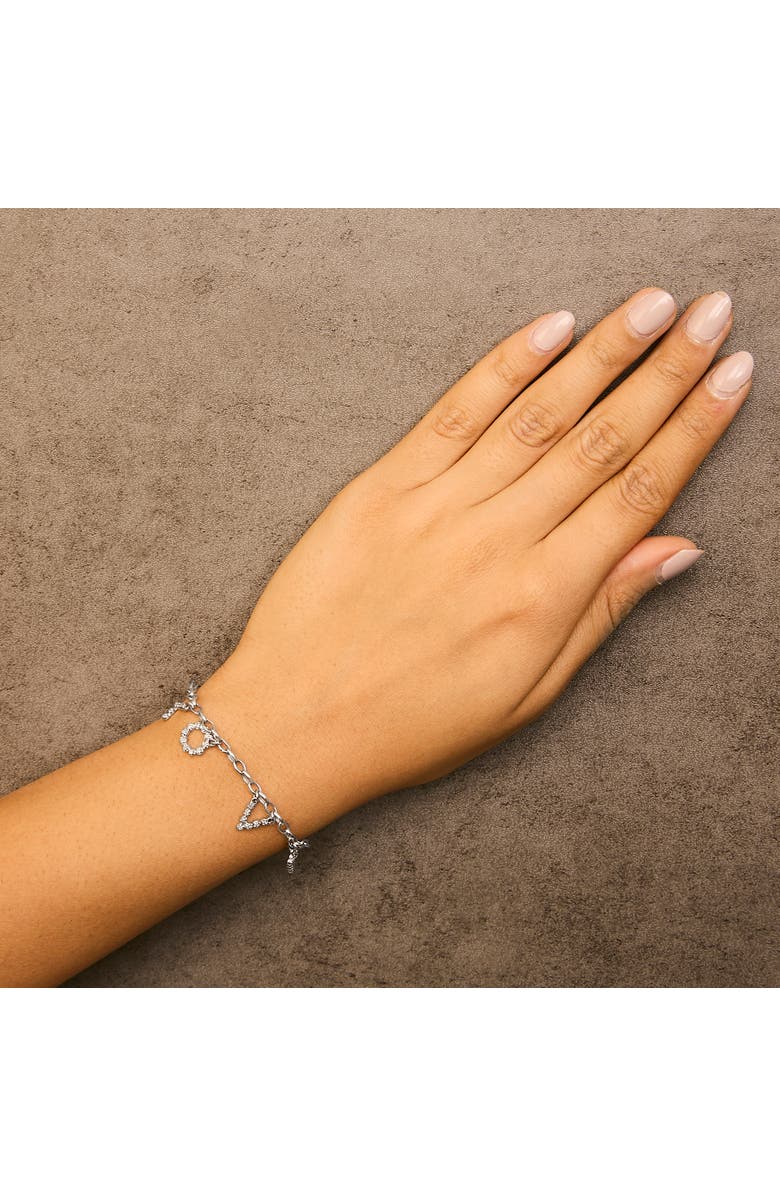 Haus of Brilliance 10k White Gold 1/6 Cttw Diamond "Love" Charm Cable Chain Bracelet, Alternate, color, White