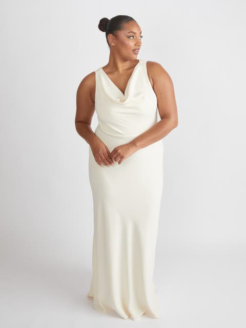 Cowl Front Crepe Bridesmaid Dress