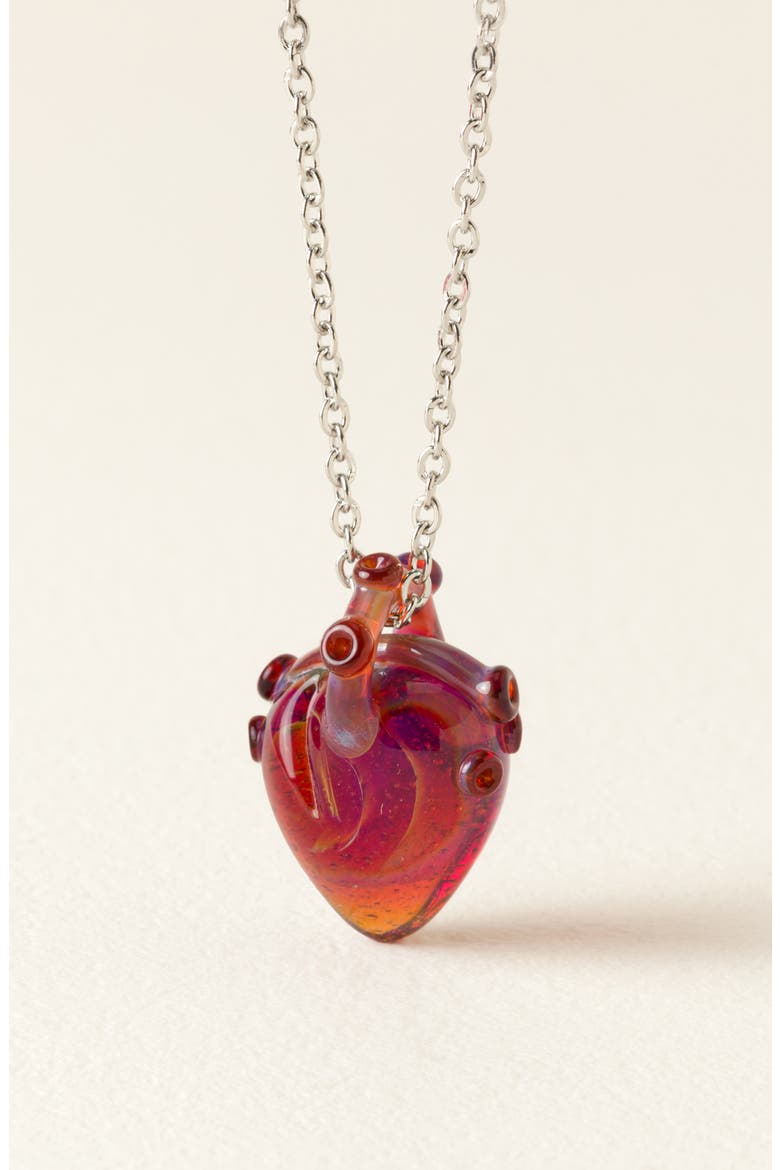 Anatomical Glass Heart Necklace, Alternate, color, Multi