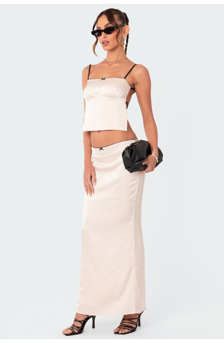 EDIKTED Low Rise Satin Maxi Skirt, Alternate, color, 