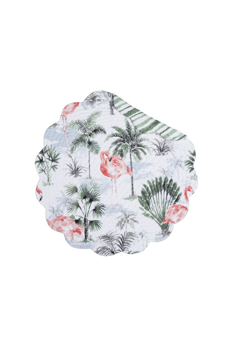 Flamingo Breeze Round Set of 6 Placemats  17", Alternate, color, Blue