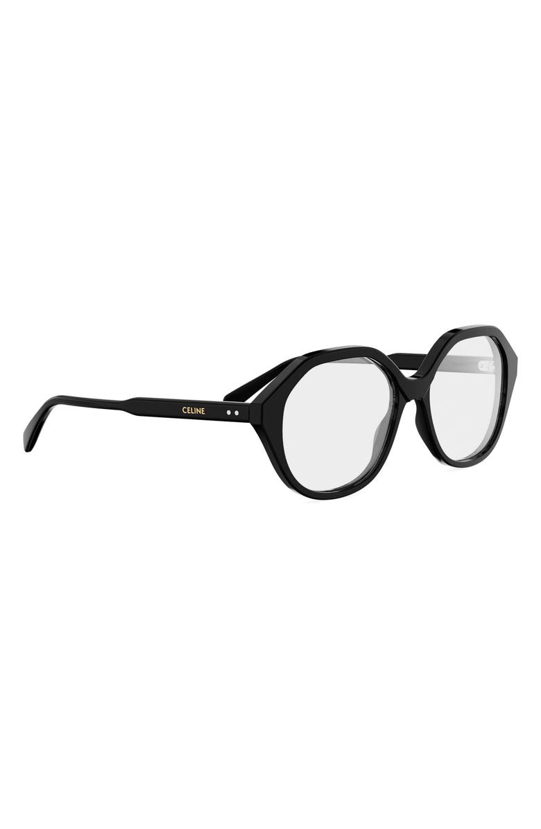CELINE 54mm Geometric Eyeglasses, Alternate, color, Shiny Black
