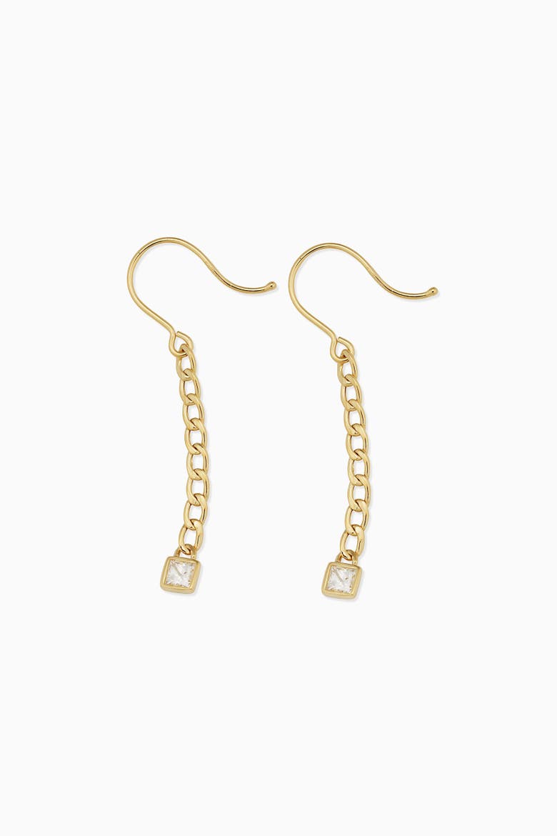 14K Gold Dazzle Me Curb Drop Earrings, Alternate, color, Gold - White Zirconia