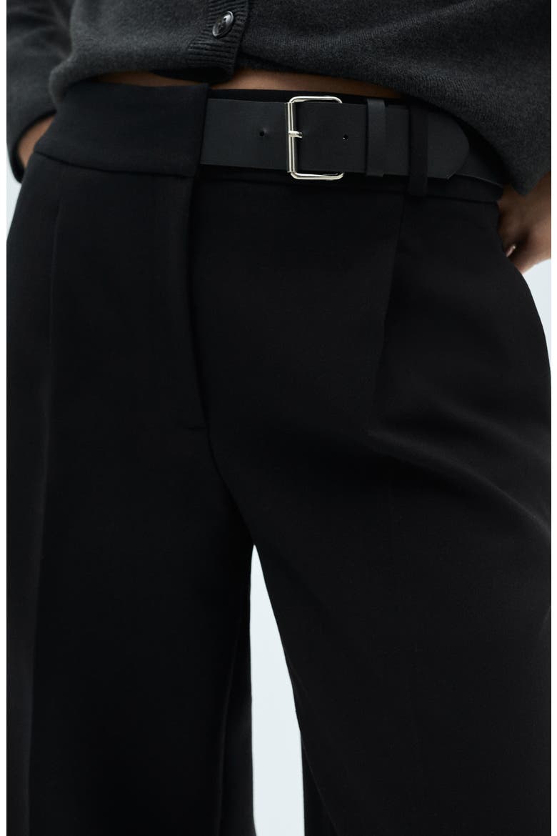 Belted Straight Leg Pants, Alternate, color, BLACK