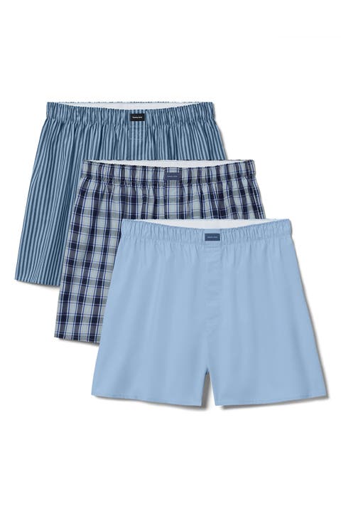 Assorted 3-Pack Woven Cotton Boxers