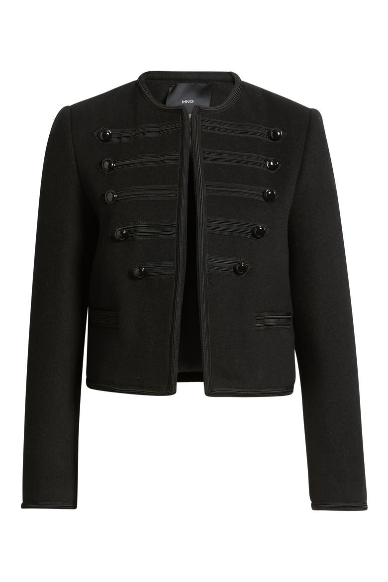 Christy Wool-Blend Military Jacket, Alternate, color, BLACK