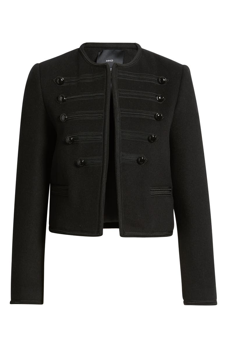 MANGO Christy Wool-Blend Military Jacket, Alternate, color, Black