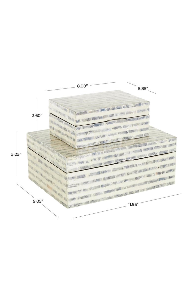 Contemporary Set of 2 Decorative Mother of Pearl Boxes, Alternate, color, CREAM