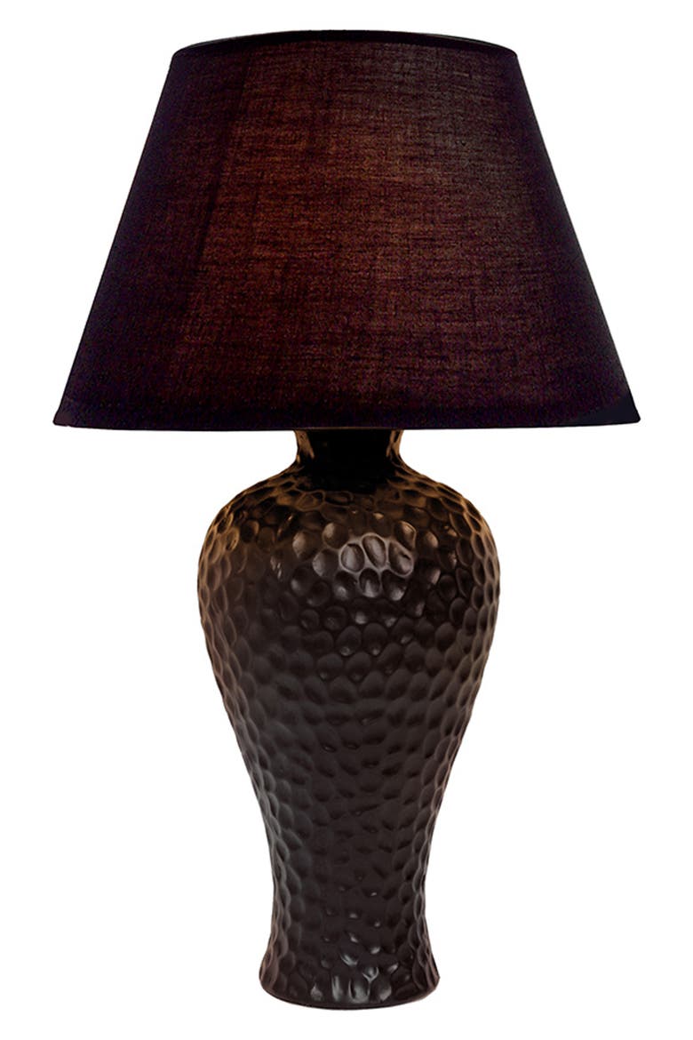 Textured Stucco Curvy Ceramic Lamp, Alternate, color, BLACK