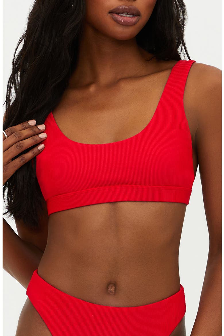 Peyton Ribbed Bikini Top, Main, color, RED