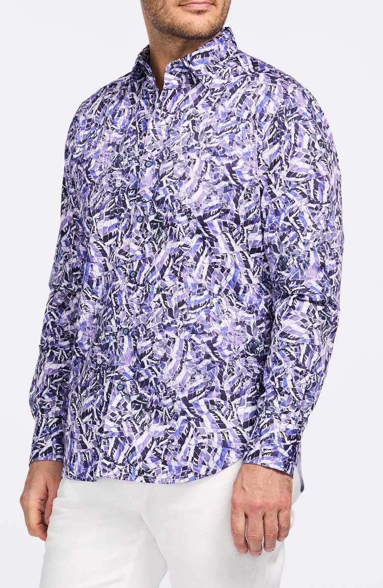 Robert Graham Gatton Cotton Button-Up Shirt, Alternate, color, Blue