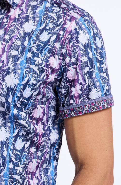 Robert Graham Zorin Short Sleeve Cotton Button-up Shirt In Blue