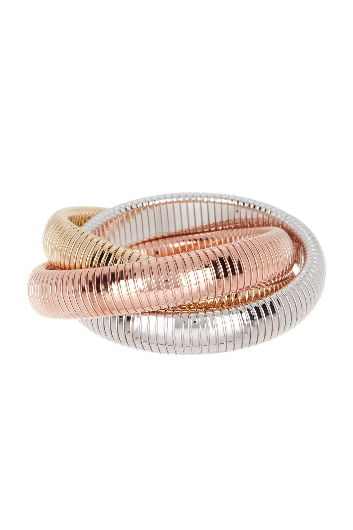 Juvell Tri-Color Twisted Cable Cuff Bangle