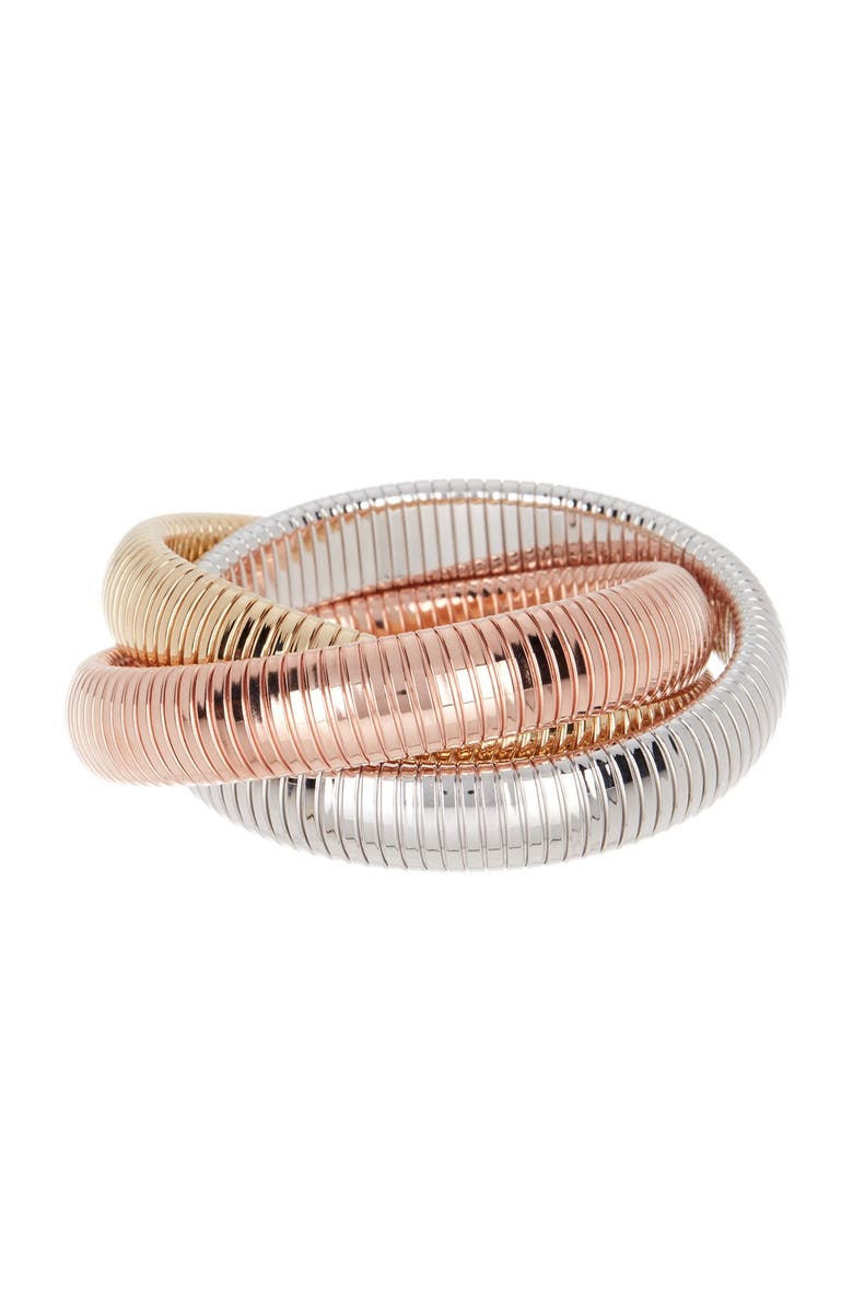 Juvell Tri-Color Twisted Cable Cuff Bangle, Main, color, Tri Color