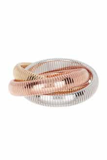 Juvell Tri-Color Twisted Cable Cuff Bangle