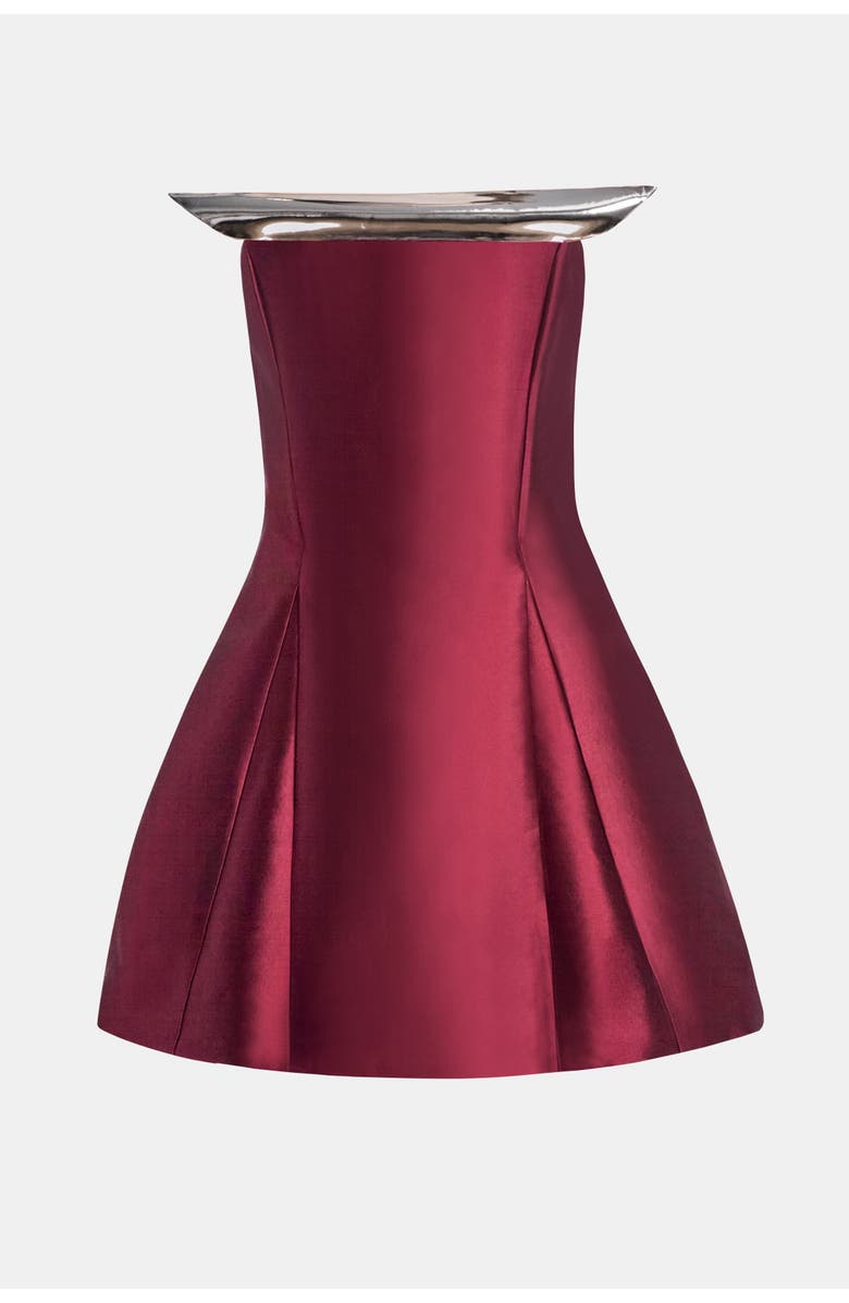 KATE BARTON Two Tone Sculpted Mini Dress, Alternate, color, Burgundy