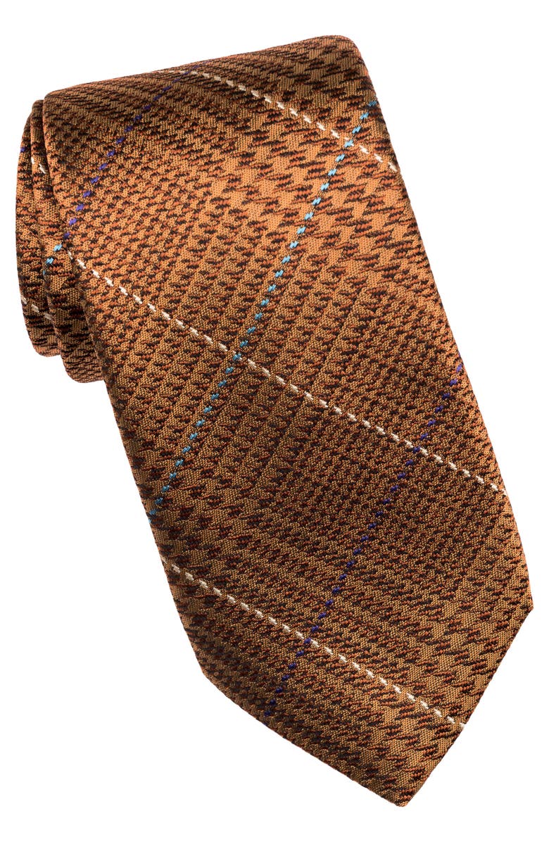Elizabetta Spoleto - Extra Long Silk Jacquard Tie for Men, Main, color, Copper